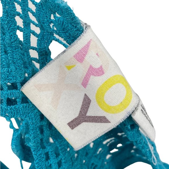 Roxy Women's Tank Top Blue & Yellow Striped Scoop Neck Racerback Fringe Large L - Picture 5 of 6